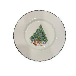 House of Salem Porcelle Noel TWO Dinner Plates 10 3/4" Christmas Tree